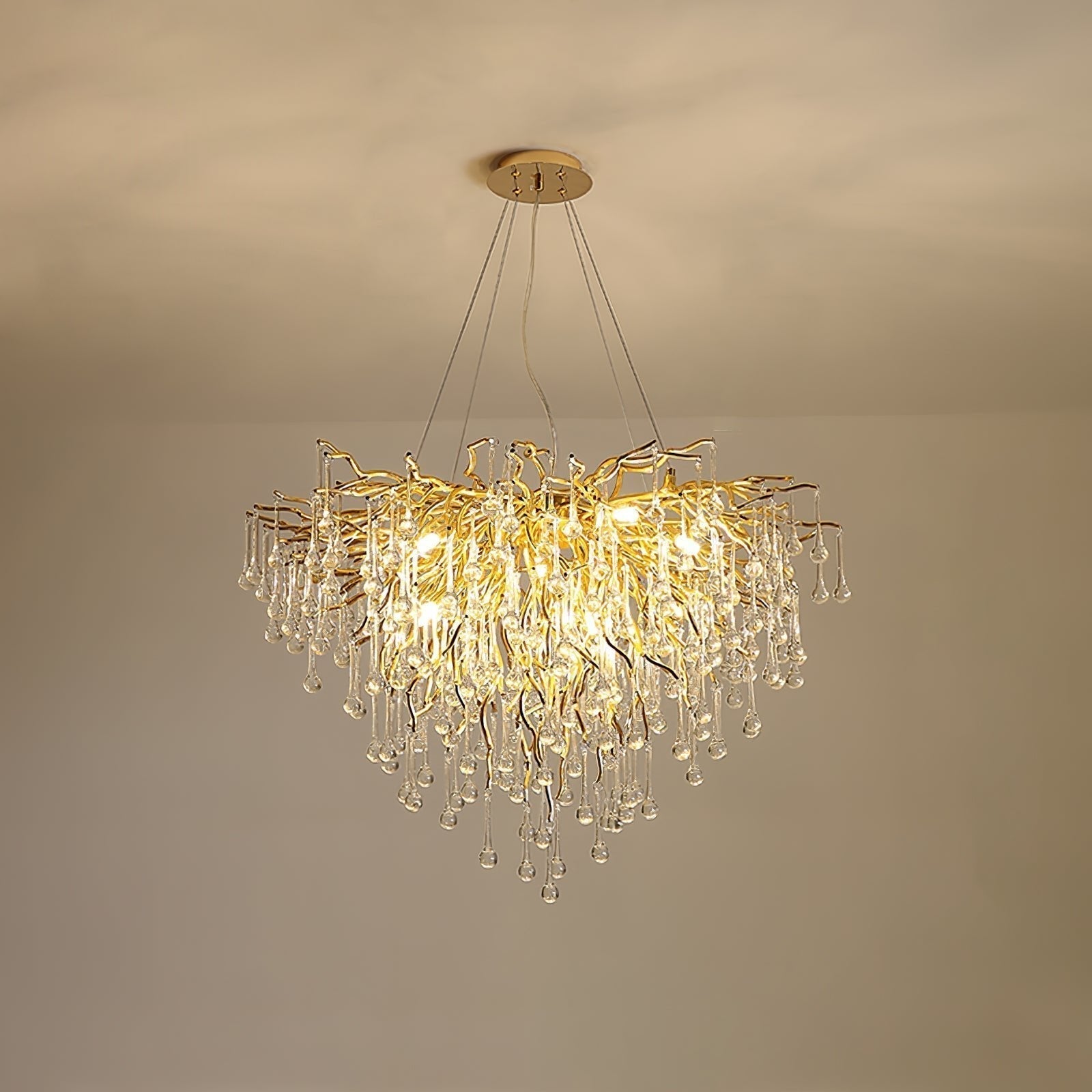 Modern Raindrop Crystal Chandelier Gold Luxury Ceiling Light Fixture