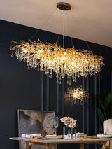 Modern Raindrop Crystal Chandelier Gold Luxury Ceiling Light Fixture