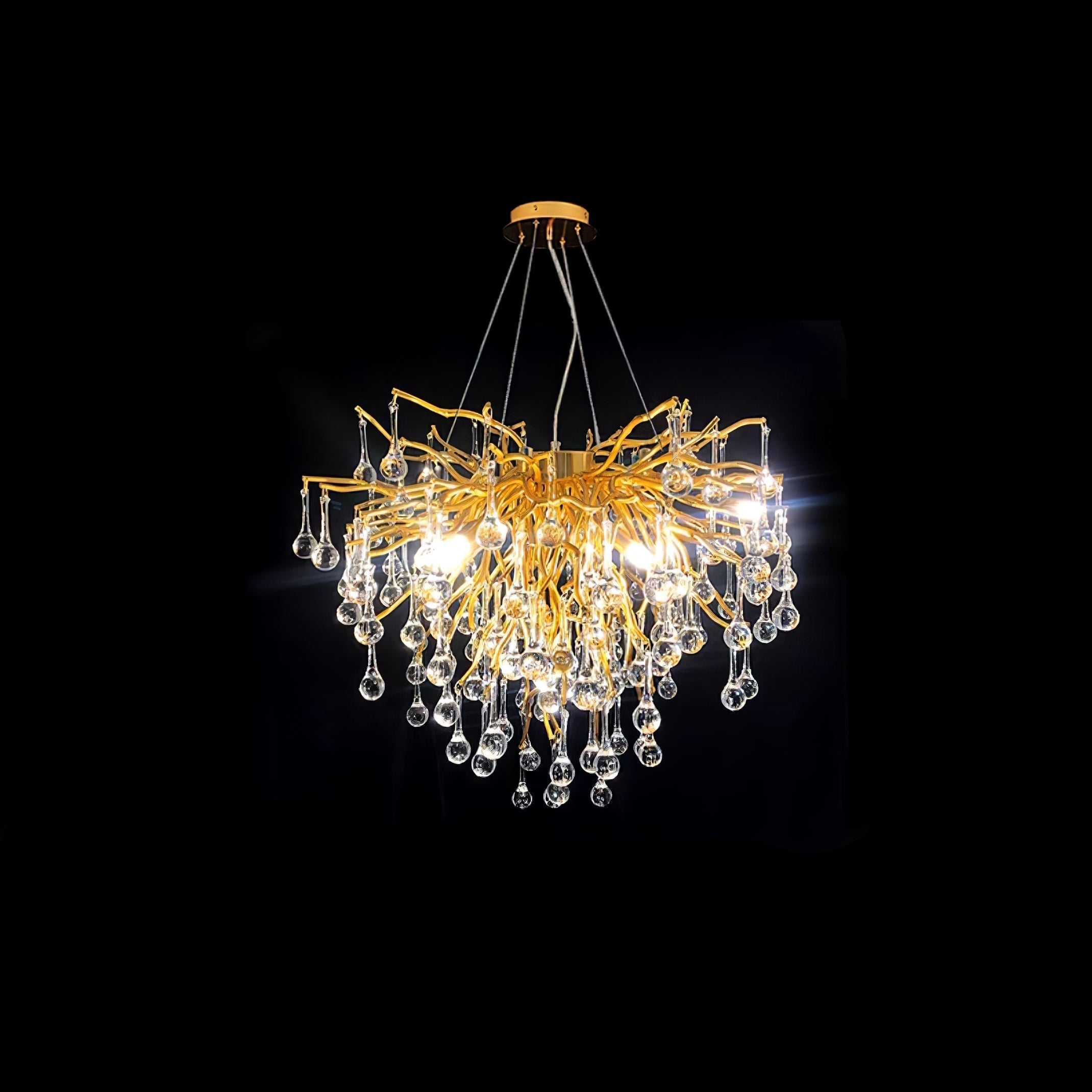 Modern Raindrop Crystal Chandelier Gold Luxury Ceiling Light Fixture