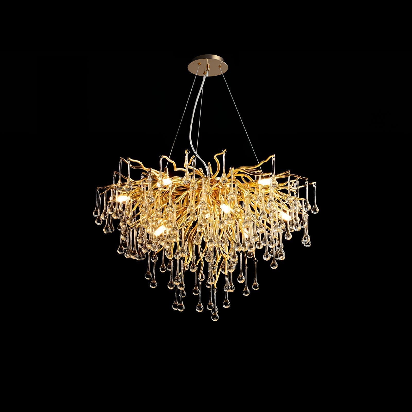 Modern Raindrop Crystal Chandelier Gold Luxury Ceiling Light Fixture