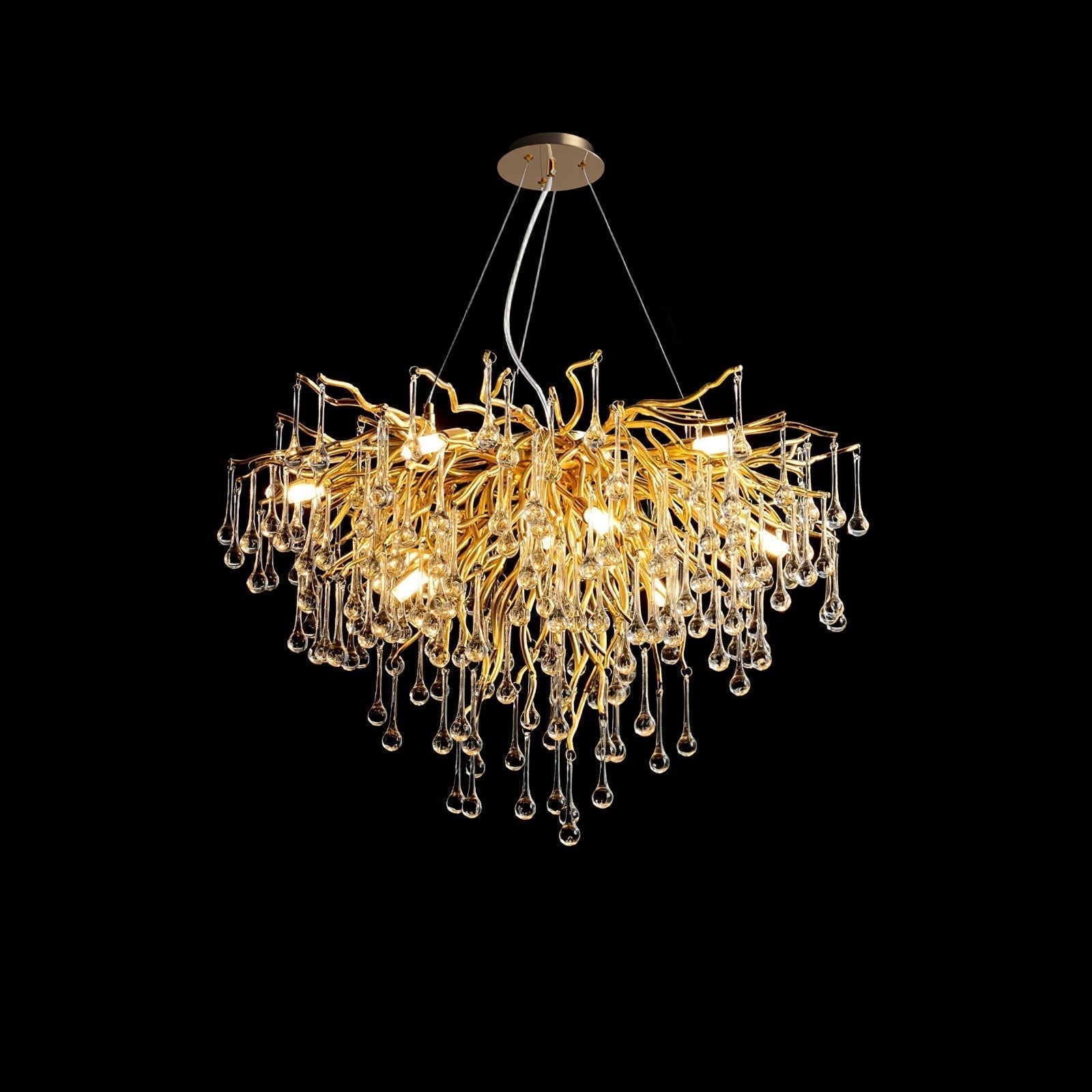 Modern Raindrop Crystal Chandelier Gold Luxury Ceiling Light Fixture