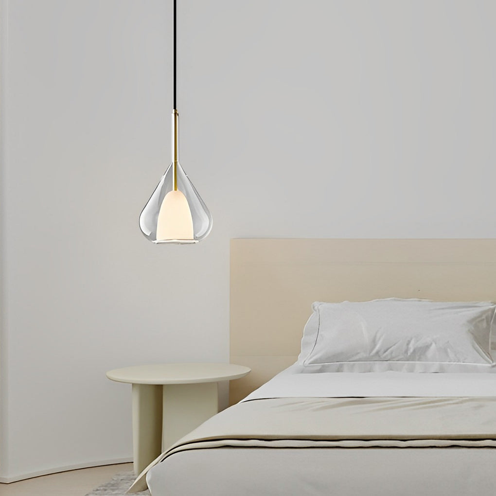 Modern Raindrop Double Layer Glass Pendant Light Nordic Small Chandelier for Dining Room