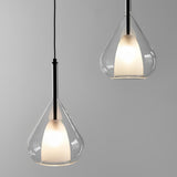 Modern Raindrop Double Layer Glass Pendant Light Nordic Small Chandelier for Dining Room