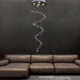 Modern Raindrop Spiral Crystal Chandelier LED Ceiling Light Fixture for Living Room Foyer