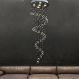 Modern Raindrop Spiral Crystal Chandelier LED Ceiling Light Fixture for Living Room Foyer