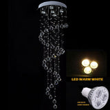 Modern Raindrop Spiral Crystal Chandelier LED Ceiling Light Fixture for Living Room Foyer