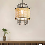 Modern Rattan Aru Drop Pendant Light Handwoven Woven Webbing Ceiling Hanging Lamp