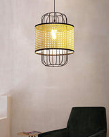 Modern Rattan Aru Drop Pendant Light Handwoven Woven Webbing Ceiling Hanging Lamp