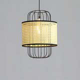 Modern Rattan Aru Drop Pendant Light Handwoven Woven Webbing Ceiling Hanging Lamp