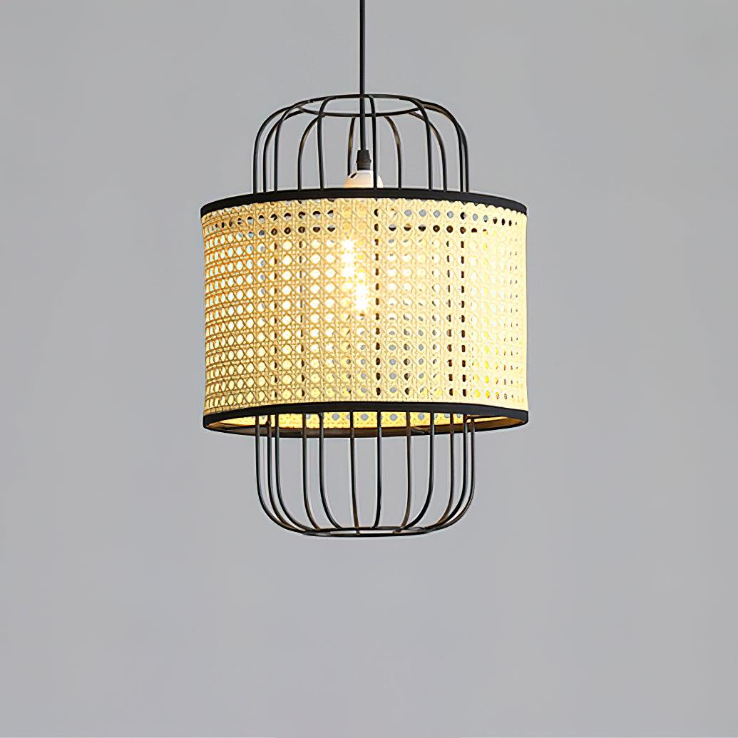 Modern Rattan Aru Drop Pendant Light Handwoven Woven Webbing Ceiling Hanging Lamp