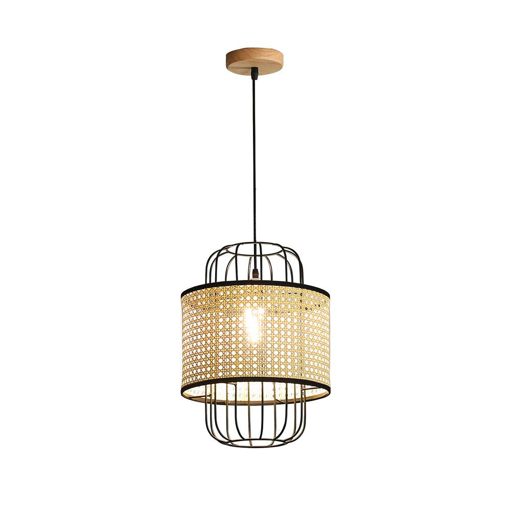 Modern Rattan Aru Drop Pendant Light Handwoven Woven Webbing Ceiling Hanging Lamp