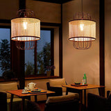 Modern Rattan Aru Drop Pendant Light Handwoven Woven Webbing Ceiling Hanging Lamp