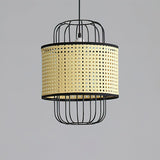 Modern Rattan Aru Drop Pendant Light Handwoven Woven Webbing Ceiling Hanging Lamp