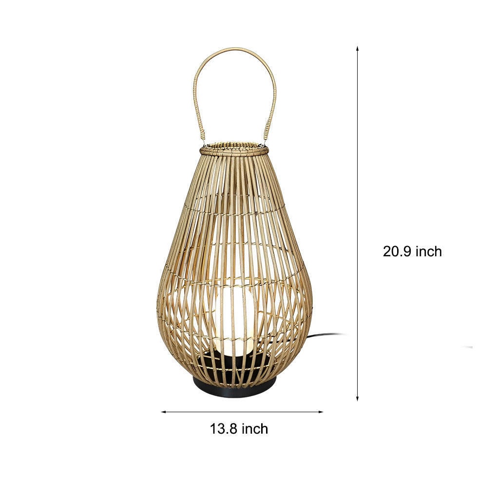 Modern Rattan Garden Lantern Waterproof Outdoor Floor Light for Patio and Landscape