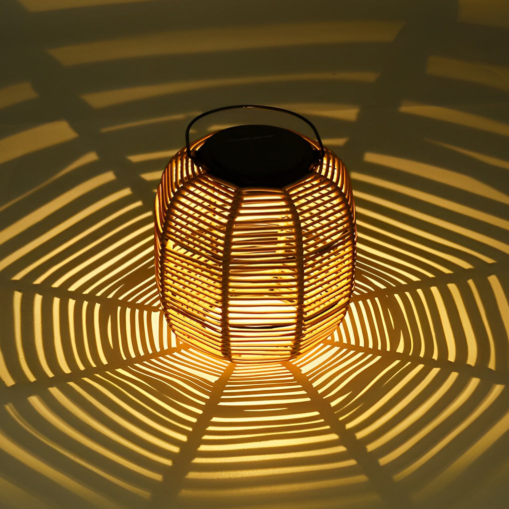 Modern Rattan Solar Garden Lantern Waterproof LED Outdoor Decorative Lawn Light