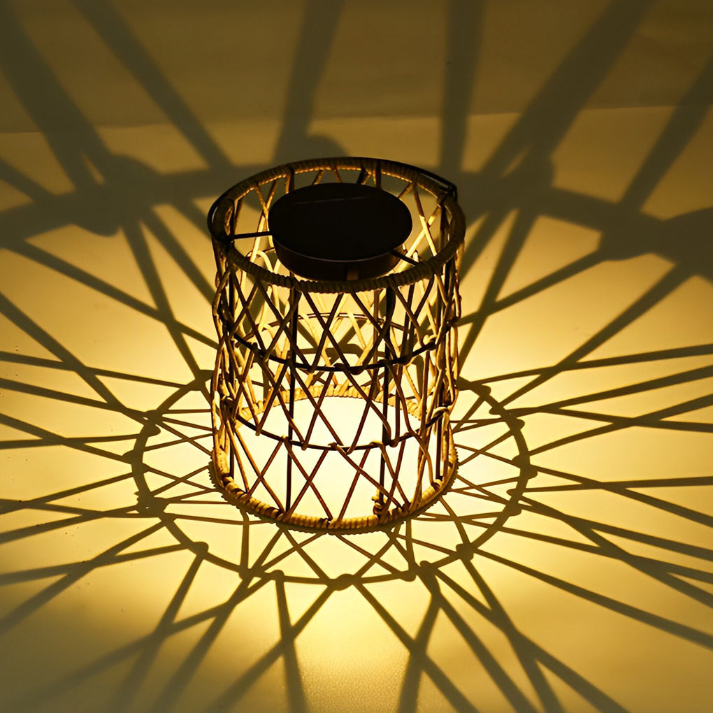 Modern Rattan Solar Garden Lantern Waterproof LED Outdoor Decorative Lawn Light