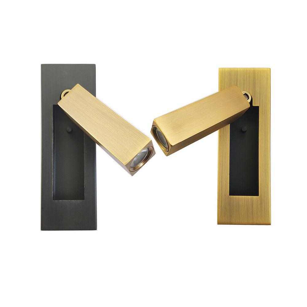 Modern Recessed LED Bedside Reading Wall Sconce Set of 2 Adjustable Swivel Light
