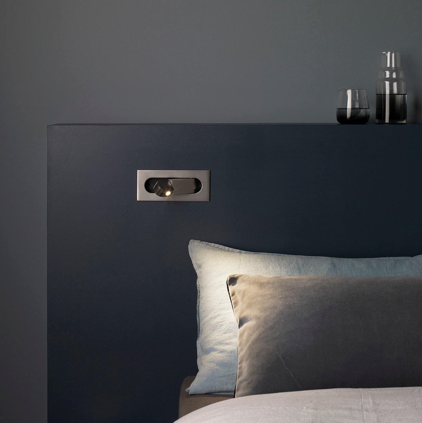 Modern Recessed LED Bedside Wall Sconce with Adjustable Reading Light and Push Button Mechanism