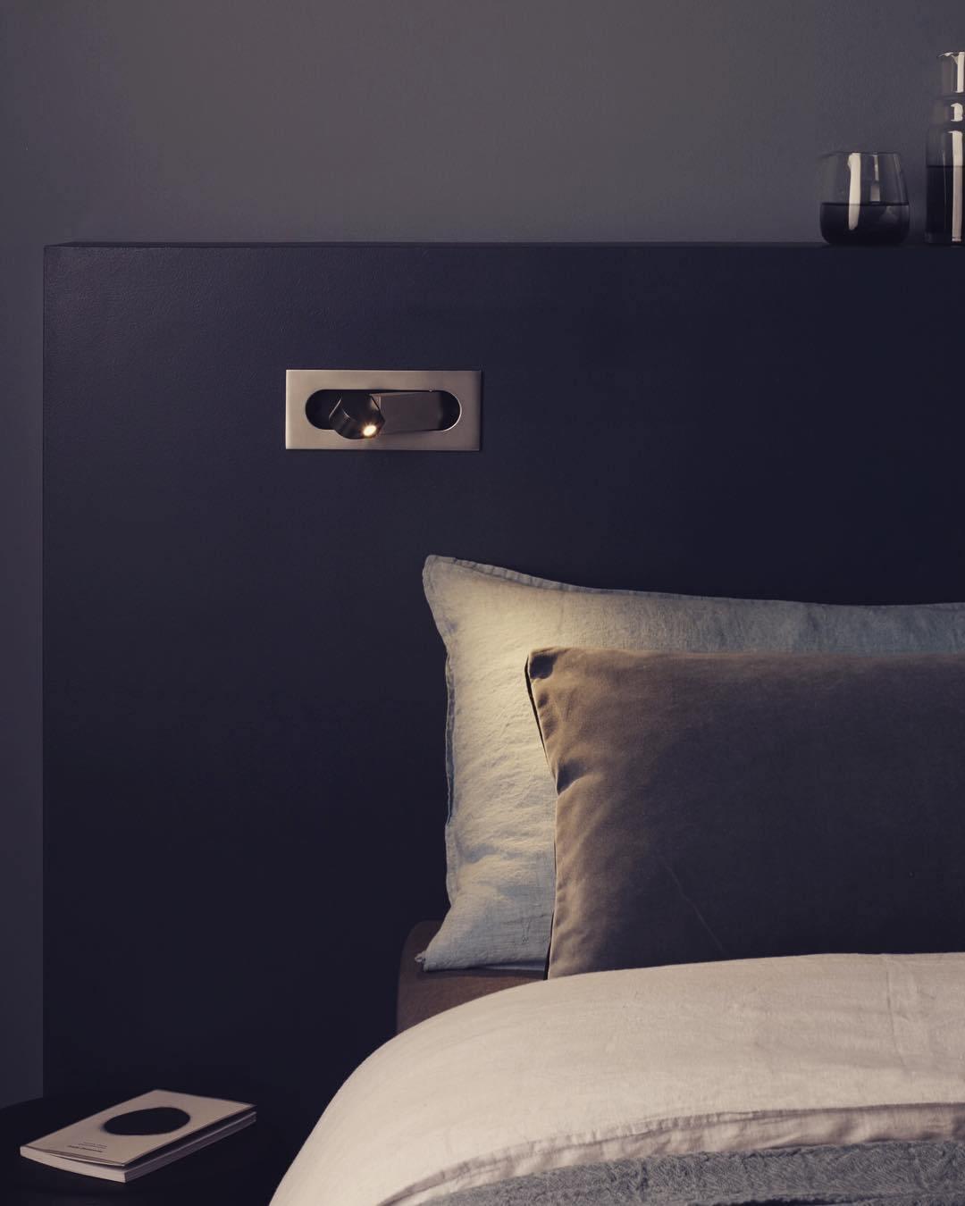 Modern Recessed LED Bedside Wall Sconce with Adjustable Reading Light and Push Button Mechanism