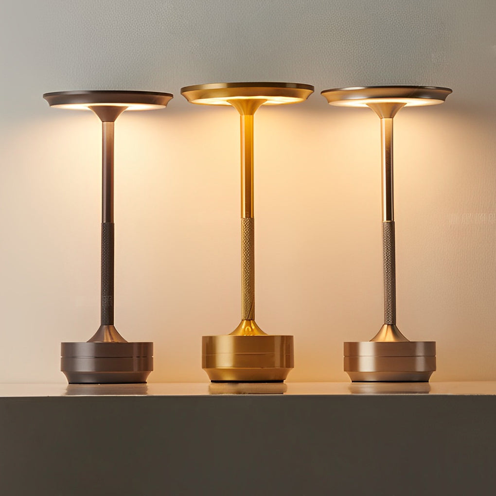 Modern Rechargeable LED UFO Table Lamp Cordless Metal Slender Desk Light for Bedroom