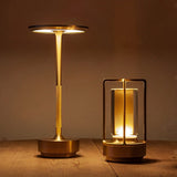 Modern Rechargeable LED UFO Table Lamp Cordless Metal Slender Desk Light for Bedroom