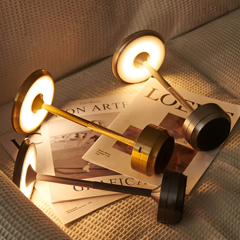 Modern Rechargeable LED UFO Table Lamp Cordless Metal Slender Desk Light for Bedroom