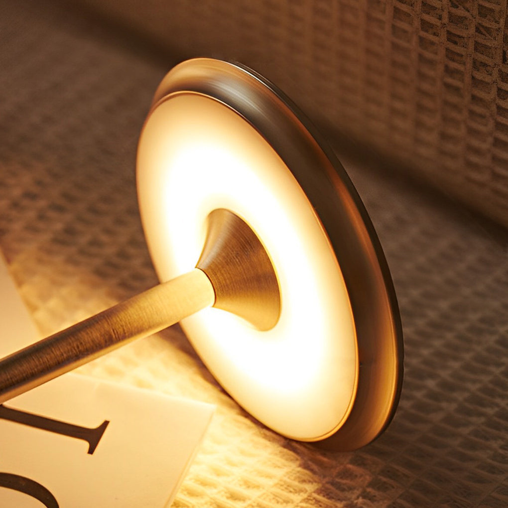 Modern Rechargeable LED UFO Table Lamp Cordless Metal Slender Desk Light for Bedroom