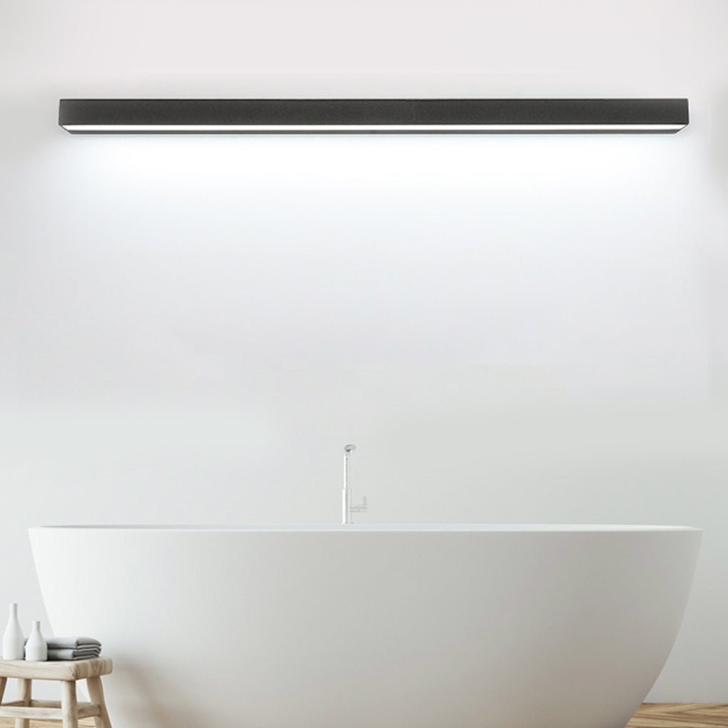 Modern Rectangle LED Bathroom Vanity Light with Downlight for Mirror Lighting in Silver or Black Finish