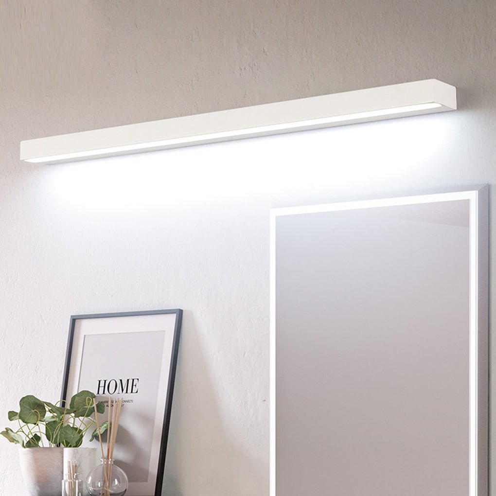 Modern Rectangle LED Bathroom Vanity Light with Downlight for Mirror Lighting in Silver or Black Finish