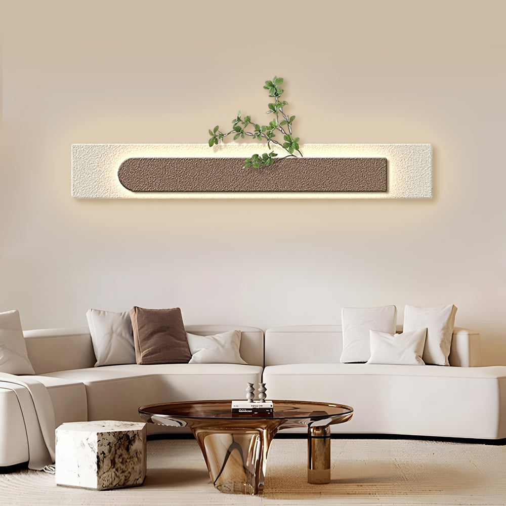 Modern Rectangular 3D Sandstone LED Wall Art Painting with Remote Control and USB Power