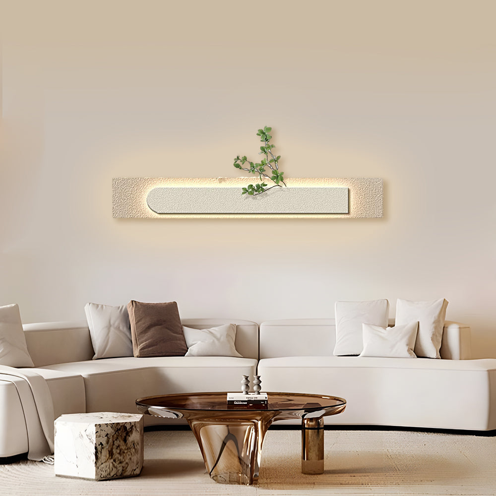Modern Rectangular 3D Sandstone LED Wall Art Painting with Remote Control and USB Power