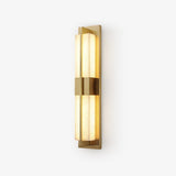 Modern Rectangular Alabaster Wall Sconce Brass Indoor LED Vanity Light Fixture