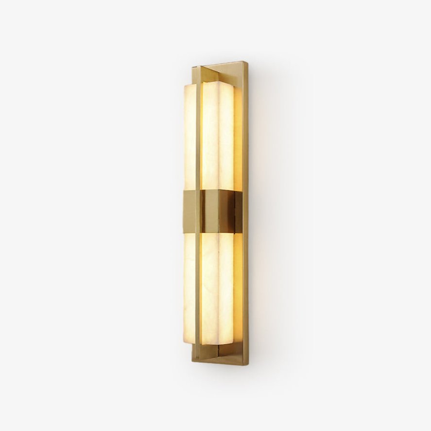 Modern Rectangular Alabaster Wall Sconce Brass Indoor LED Vanity Light Fixture