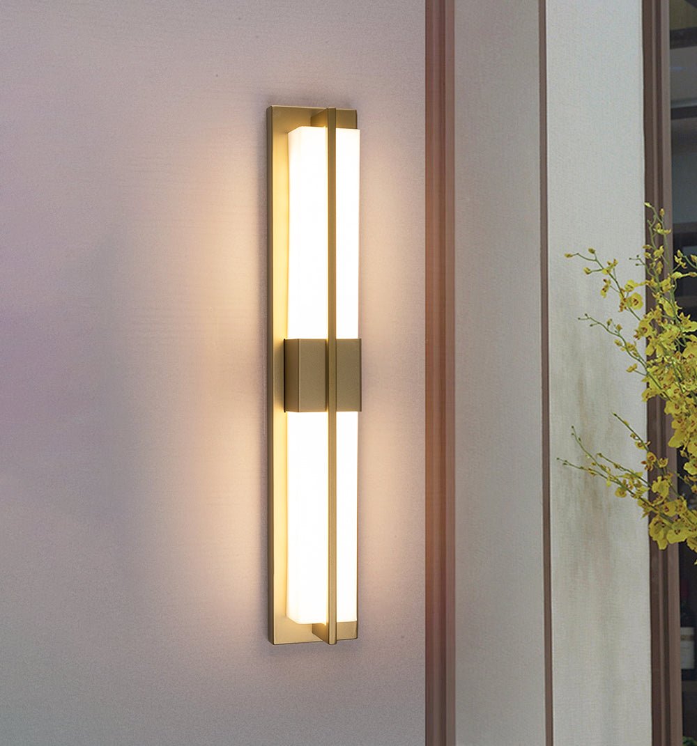 Modern Rectangular Alabaster Wall Sconce Brass Indoor LED Vanity Light Fixture