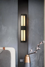 Modern Rectangular Alabaster Wall Sconce Brass Indoor LED Vanity Light Fixture