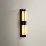 Modern Rectangular Alabaster Wall Sconce Brass Indoor LED Vanity Light Fixture