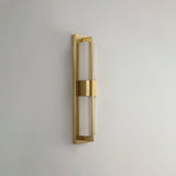 Modern Rectangular Alabaster Wall Sconce Brass Indoor LED Vanity Light Fixture