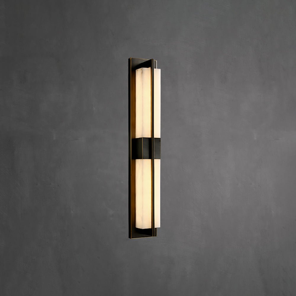 Modern Rectangular Alabaster Wall Sconce Brass Indoor LED Vanity Light Fixture