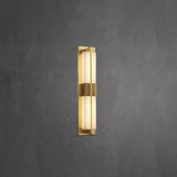 Modern Rectangular Alabaster Wall Sconce Brass Indoor LED Vanity Light Fixture