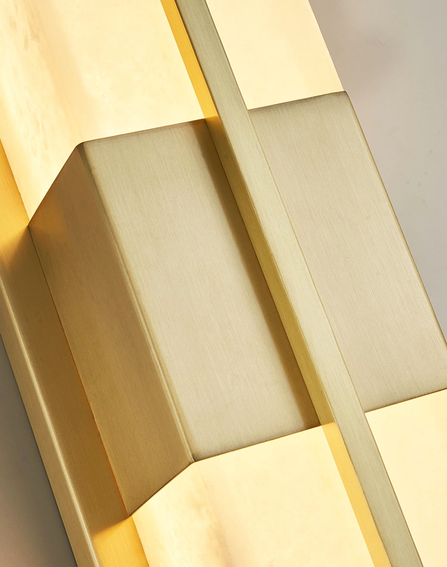 Modern Rectangular Alabaster Wall Sconce Brass Indoor LED Vanity Light Fixture