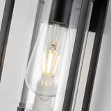 Modern Rectangular Black Metal and Glass Industrial Wall Sconce for Bedroom and Hallway