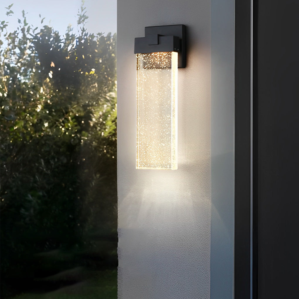 Modern Rectangular Bubble Crystal LED Outdoor Wall Sconce Waterproof Exterior Light Fixture