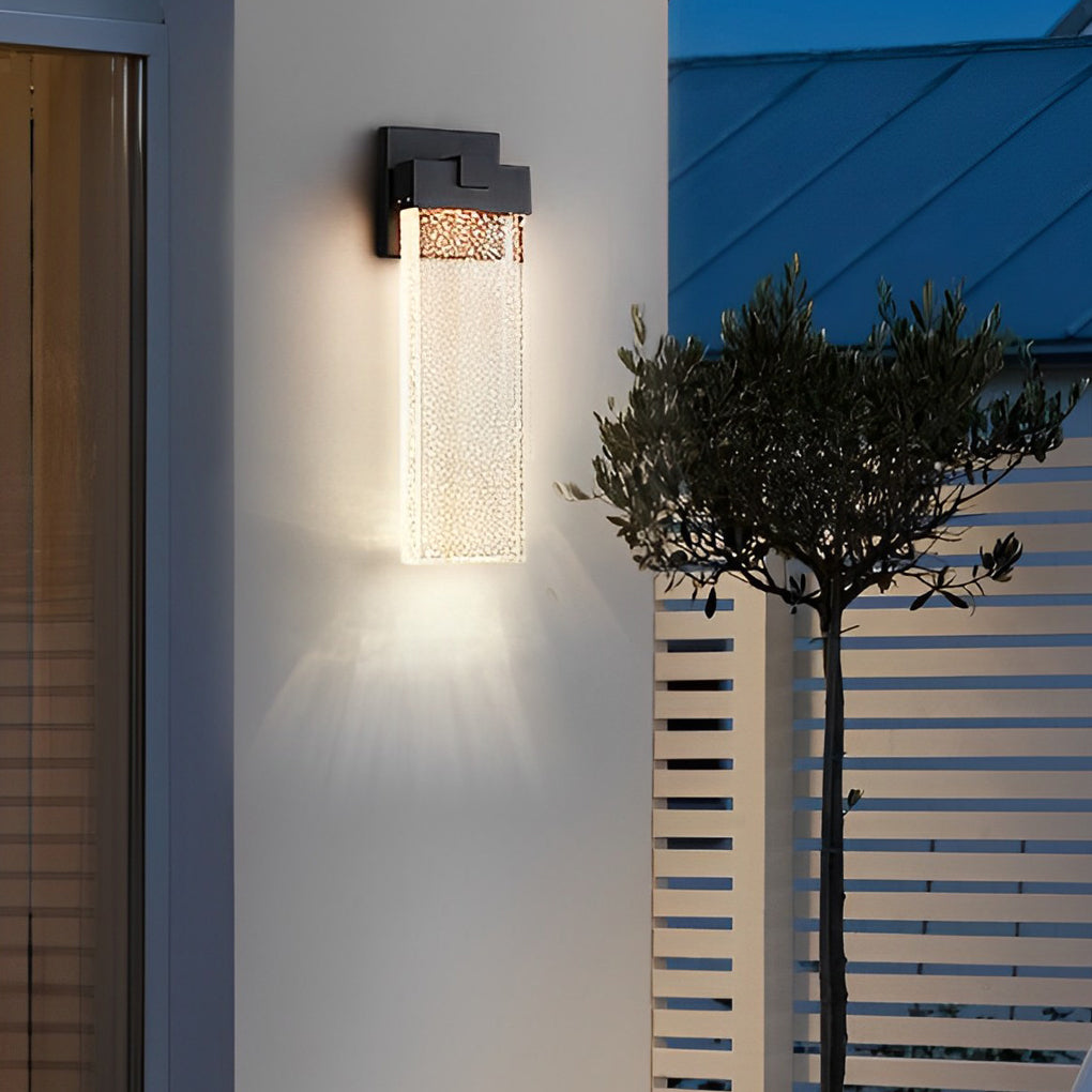 Modern Rectangular Bubble Crystal LED Outdoor Wall Sconce Waterproof Exterior Light Fixture