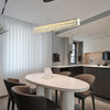 Modern Rectangular Crystal LED Chandelier Luxury Linear Pendant Light with 3 Step Dimming