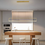 Modern Rectangular Frame LED Pendant Light Minimalist Hanging Chandelier for Dining Room