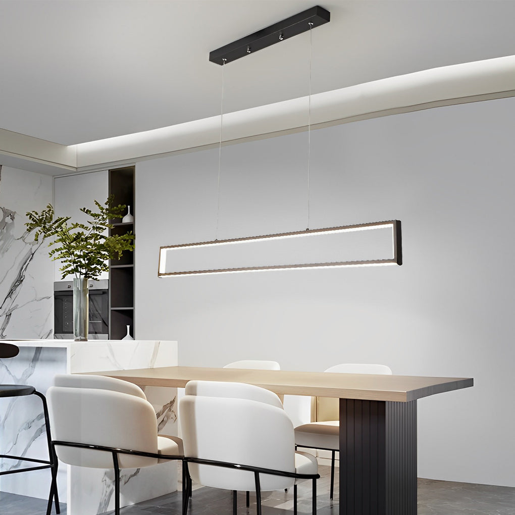 Modern Rectangular Frame LED Pendant Light Minimalist Hanging Chandelier for Dining Room