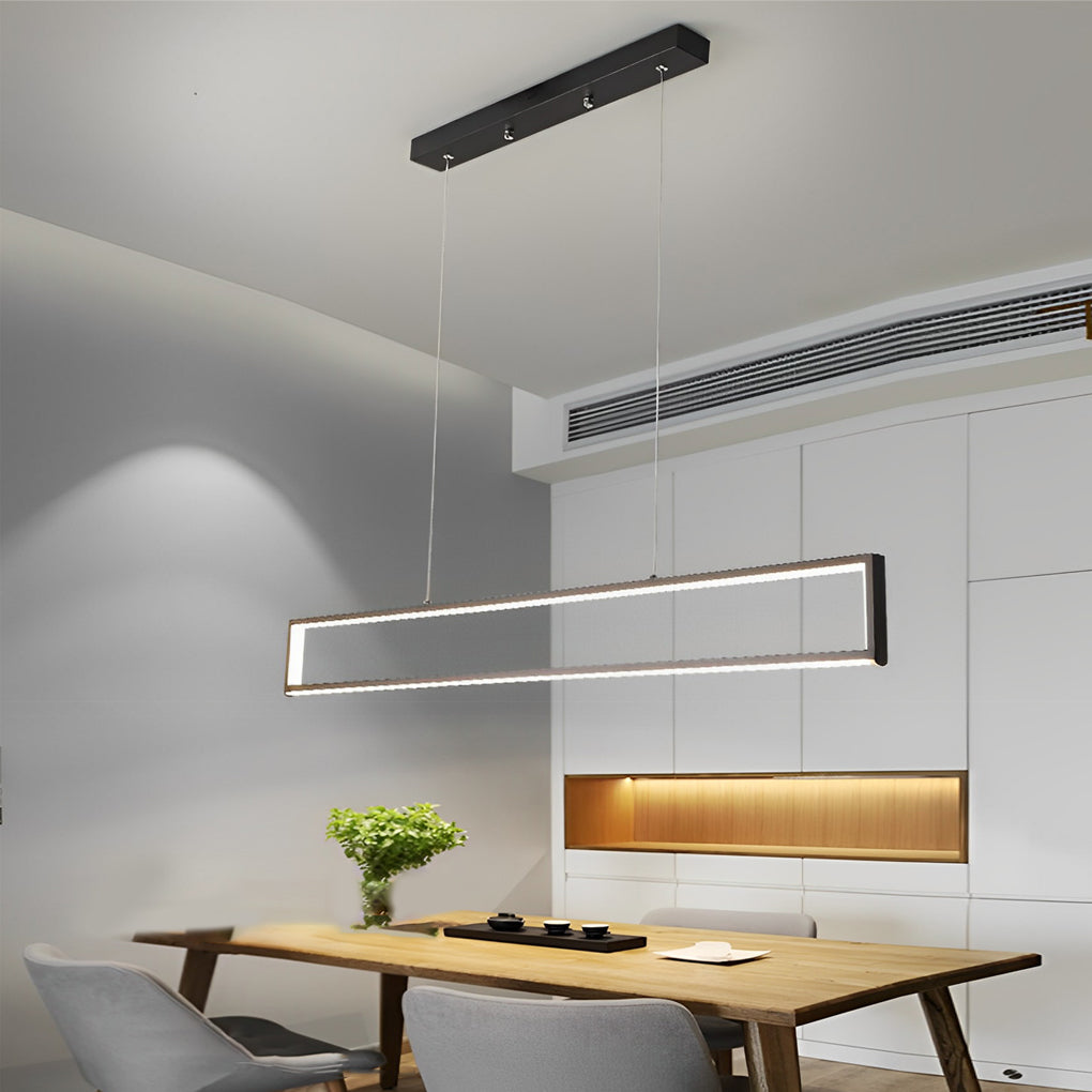 Modern Rectangular Frame LED Pendant Light Minimalist Hanging Chandelier for Dining Room