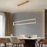 Modern Rectangular Frame LED Pendant Light Minimalist Hanging Chandelier for Dining Room