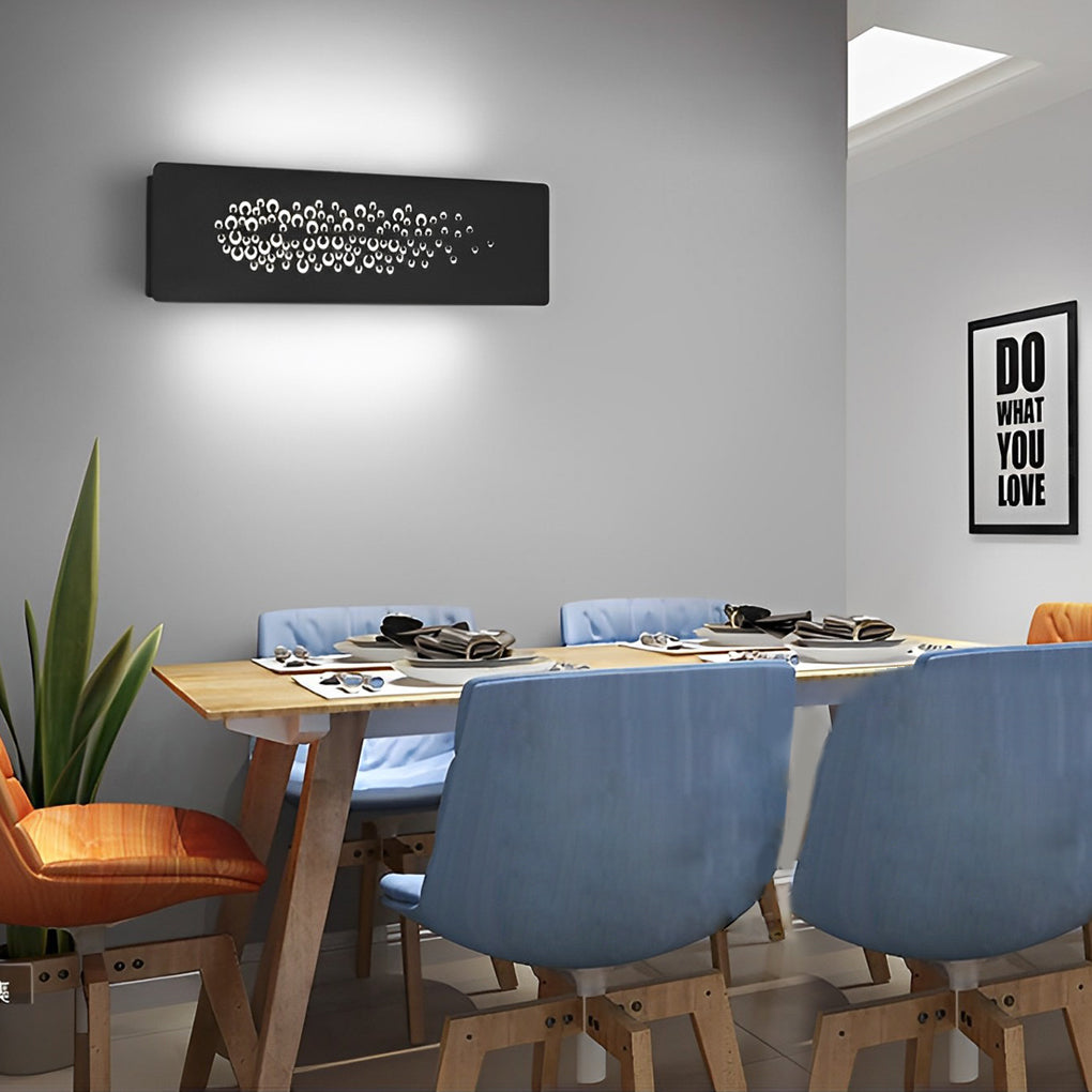 Modern Rectangular Hollow LED Wall Sconce Lighting for Bedroom and Corridors