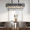 Modern Rectangular LED Crystal Chandelier with 3 Color Dimming for Dining Room